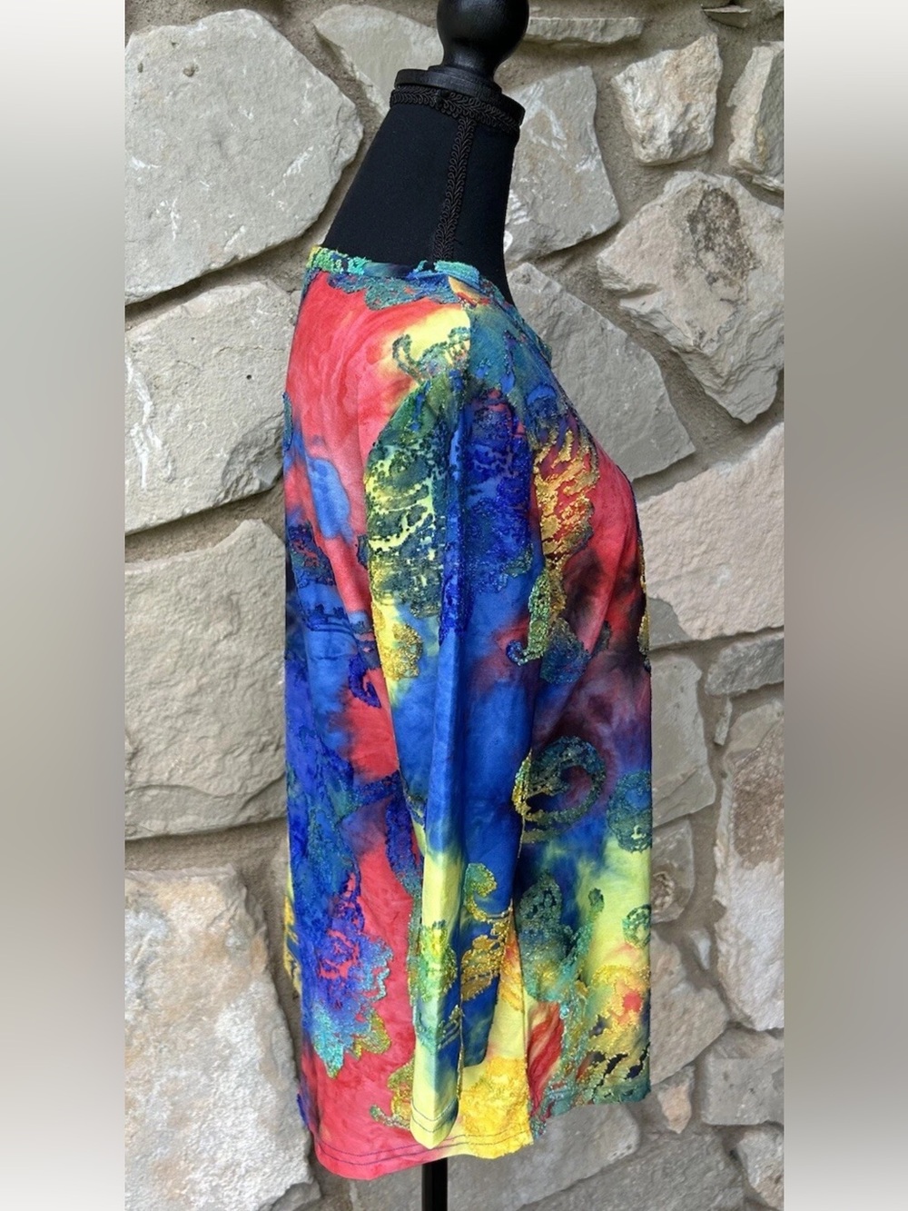 CALEAAS Top Size L Multicolor Abstract Textured Print Excellent Condition - Picture 5 of 8